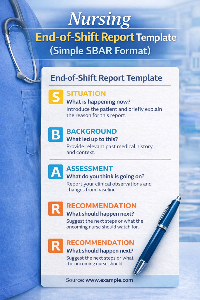 Nursing End-of-Shift Report Template